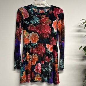 Johnny Was Multicolor Floral Long Sleeve Top